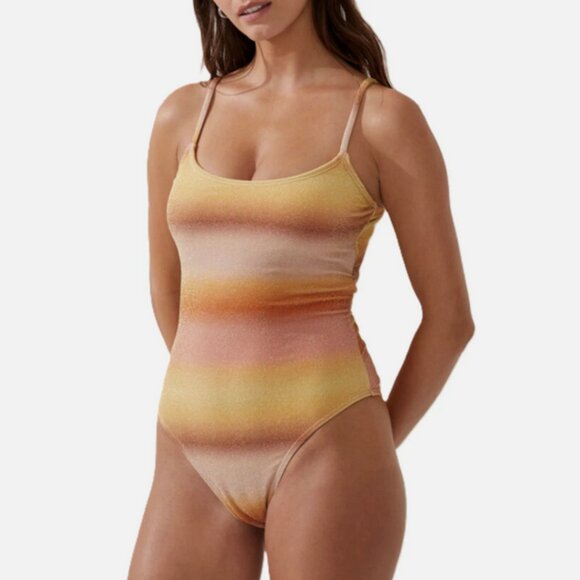 Cotton On One piece Swimsuit Low Scoop Sierra Ombre Metallic XS Cheeky NWT - Picture 1 of 13